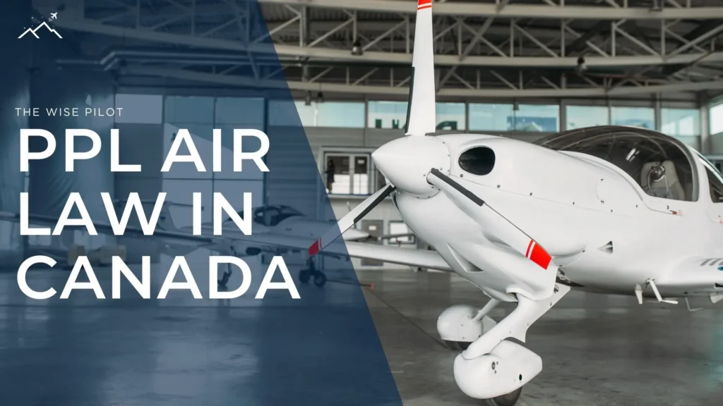 PPL Air Law in Canada banner showing a light single-engine aircraft in a hangar used for Canadian private pilot ground school training