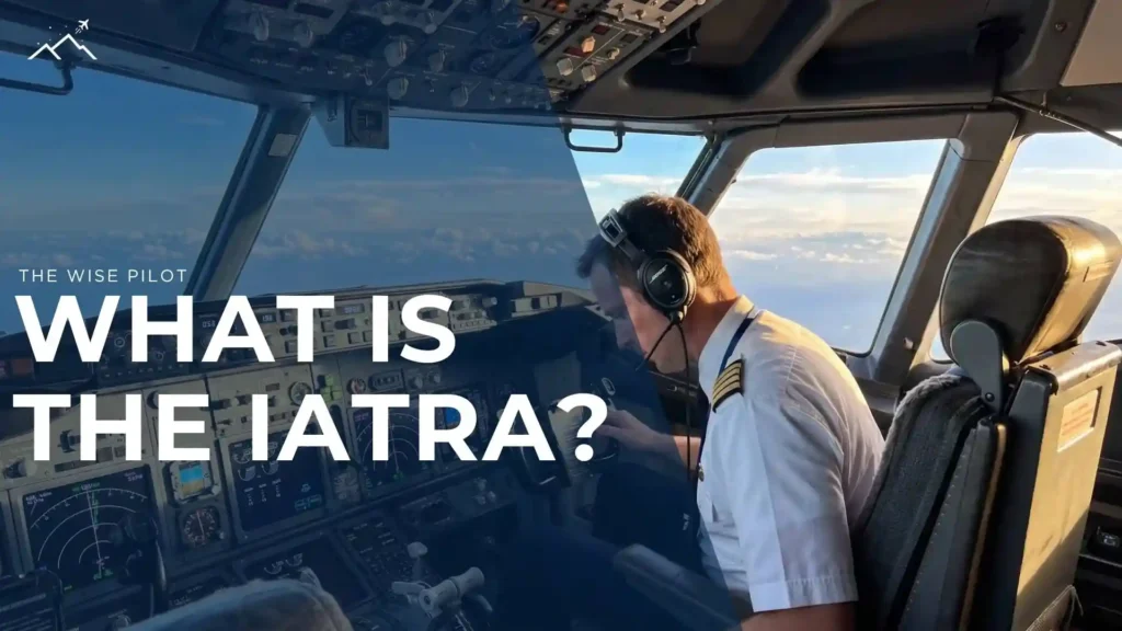 A view inside the cockpit of an airplane in flight, showing a pilot in uniform and headset seated at the controls. The cockpit is equipped with various instruments and displays, and through the windows, the sky and clouds are visible.