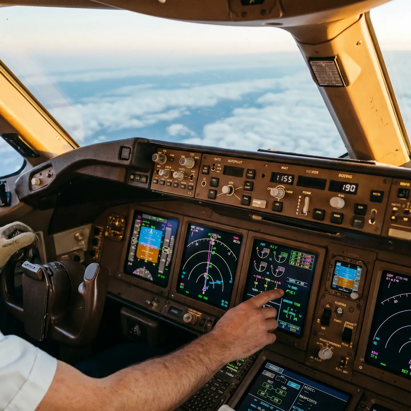 Pilot managing autopilot during IFR cruise